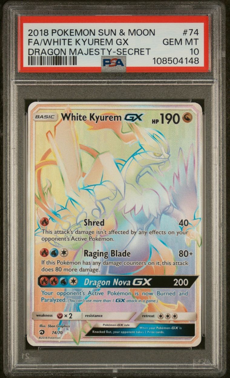 PSA 10 White Kyurem GX (Secret) 74/70 Dragon Majesty Holo