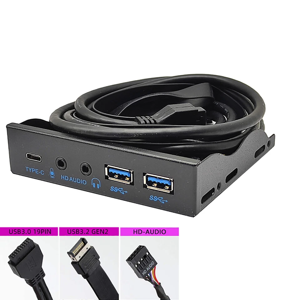JMT 3.5in USB3.2 Gen2 Floppy Drive Front Panel 10Gbps mit Audio Port USB-C Port - Image 4 of 4