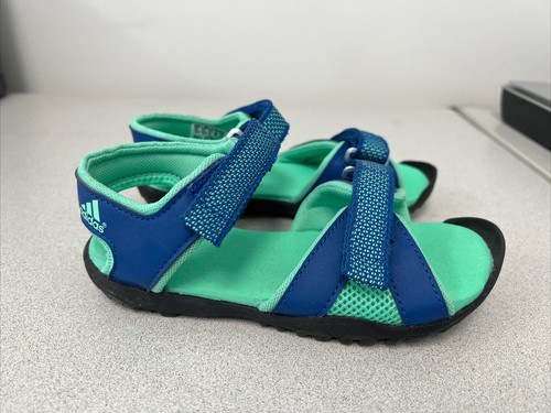 adidas Kids 12K Sandals Velco, adjustable, Blue/Green beach, swimming, - Imagen 3 de 5