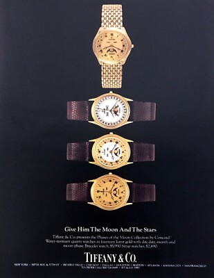 1985 Concord Phases of the Moon Mens Watch photo Tiffany & Co. vintage print ad
