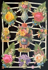 VICTORIAN STYLE DIE CUT PAPER SCRAPS FLORAL ef7266 GERMANY