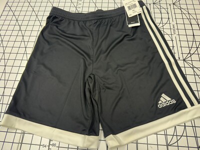 Adidas Youth Performance Athletic Shorts Black with White Stripes - XL - New