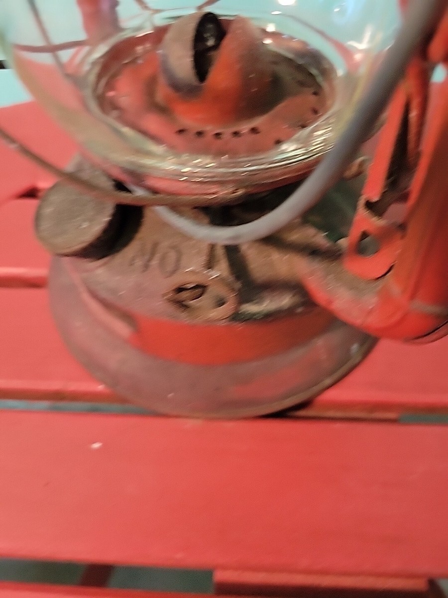VTG Dietz No 20 Junior Red Railroad Barn Lantern Clear Globe VTG Dietz No 20 Junior Red Railroad Barn Lantern Clear Globe