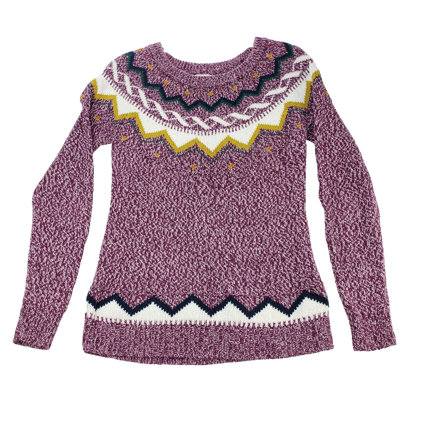 Old Navy Women Fair Isle Sweater Size Small Petites Purple Cotton
