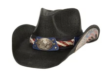 WESTERN COWBOY HATS WITH EAGLE BADGE & USA EAGLE FLAG BAND