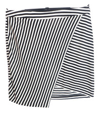 CATO Women's Rayon Nylon Wrap Skirt Asymmetrical Striped Black White Size 26/28W