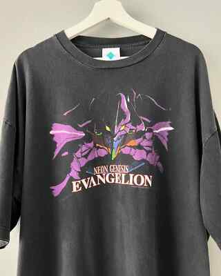 Neon Genesis Evangelion ANime Manga 90s Retro style Black T shirt vtg