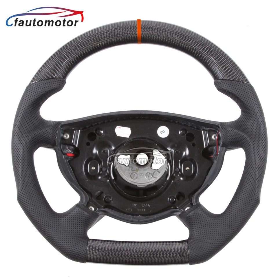 For Mercedes-Benz W211 E55 AMG Carbon Fiber Perforated Leather Steering Wheel - Image 3 of 4