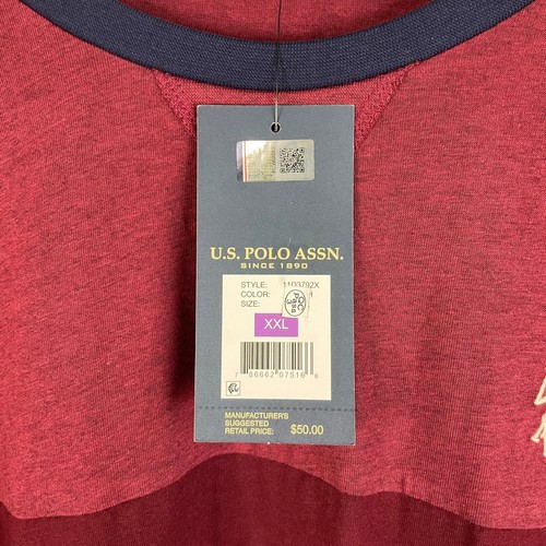 NEW US Polo Assn Mens Long Sleeve Shirt 2XL Red Striped Cotton Blend Stretch $50 - Picture 3 of 6