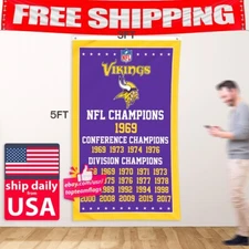 Minnesota Vikings 3x5 ft Banner Football Champions Man Cave Flag FREE Shipping