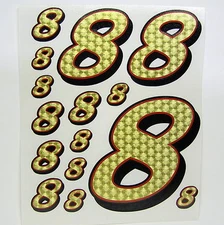 Racing Numbers Number 8 Decal Sticker Pack Gold Red Black 1/8 1/10 RC models S05