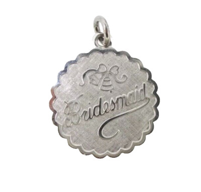 Charm LaMode Brautjungfer Sterlingsilber Scheibe 23 mm gravierbar gewellter Rand Vintage