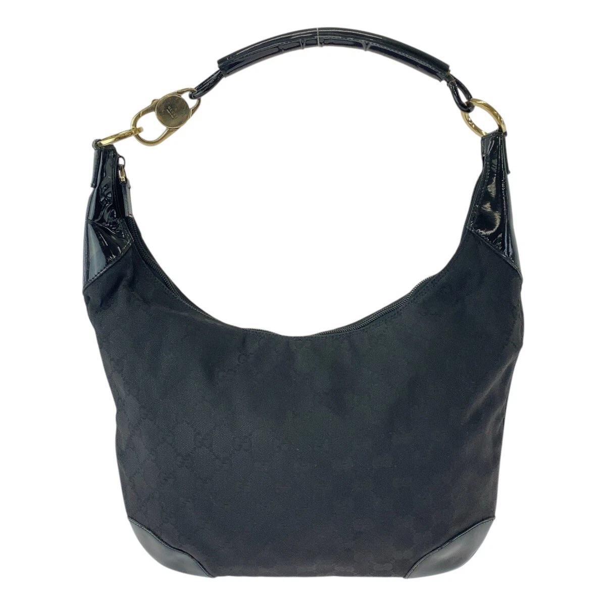 Sac bandoulière GUCCI 001 4157 noir or quincaillerie GG toile/cuir GG