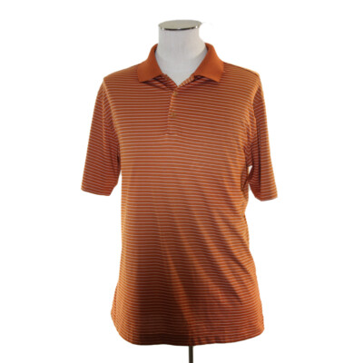 Nike Golf shirt men's large Dri-Fit polo Copper brown white stripe short  sleeve