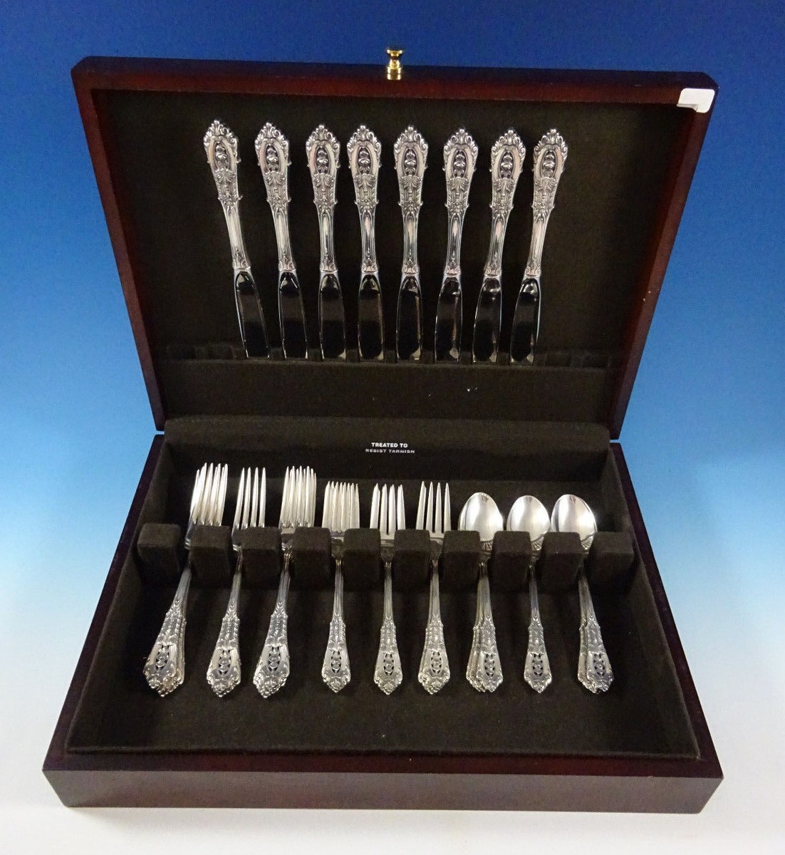   ROSE スプーン STERLING 925 純銀 Rose Point by Wallace Sterling Silver Flatware Set For 8 Service