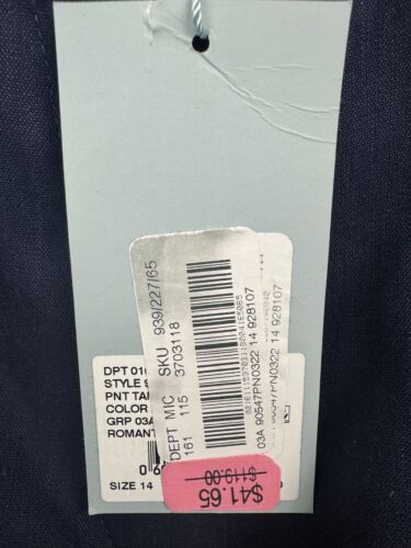 Antonio Melani Dress Pants Women's 14 Navy Blue Linen Blend Wide Leg Italy - Picture 3 of 9