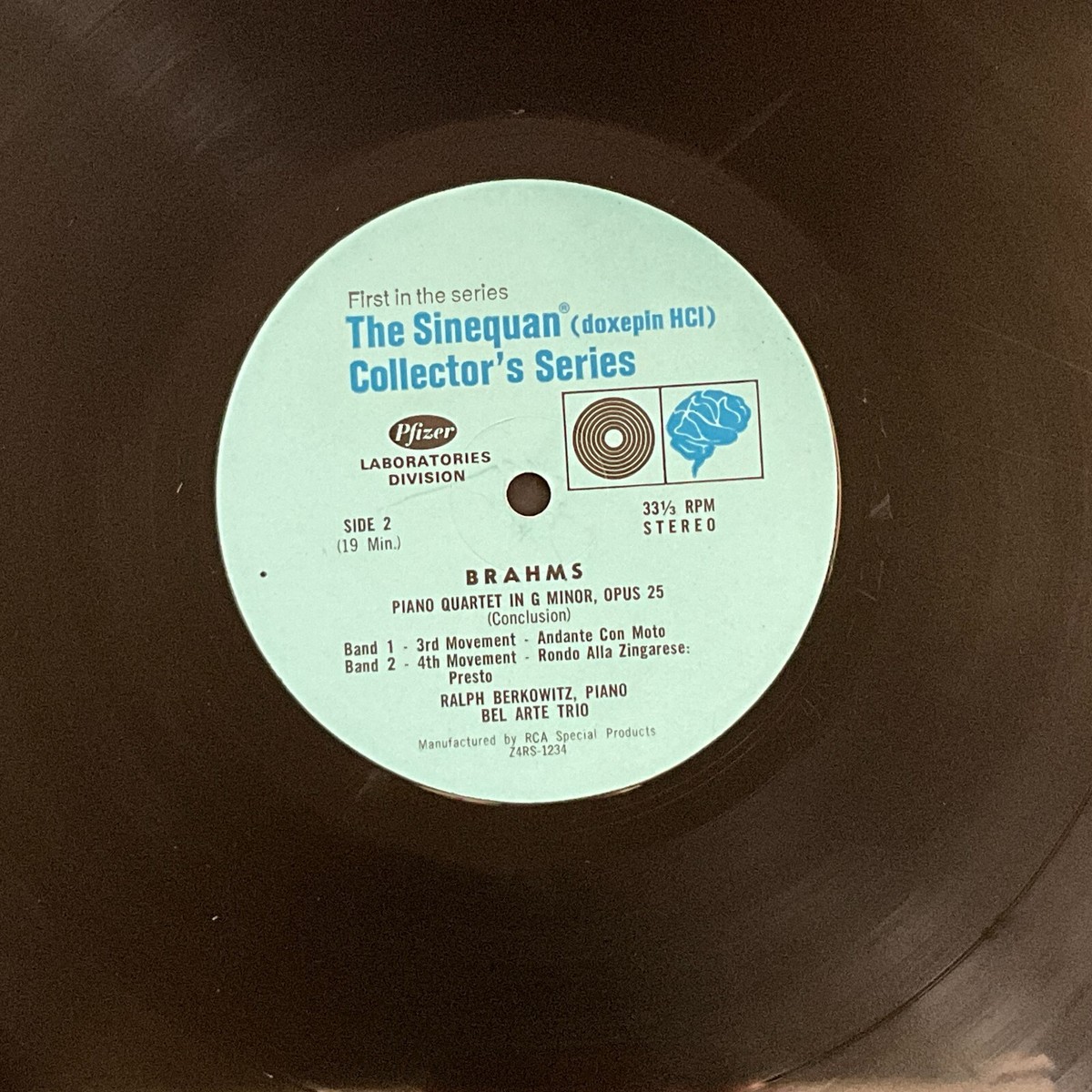 Brahms, Piano Quartet In G Minor, Opus 25, Ralph Berkowitz, Vinyl