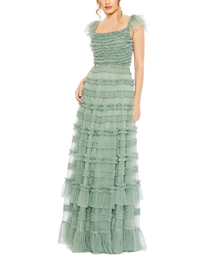 Женское многоуровневое платье с оборками на рукавах Mac Duggal Ruffle Cap 10