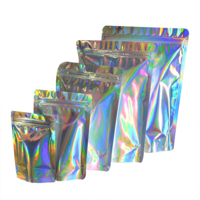 Hologram Stand Up Zip Bags Food Packaging Lock Pouches Resealable