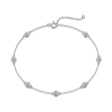 Classic 925 Sterling Silver 3mm D Color Moissanite Chain Bracelet for Women Lady