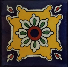 6" x 6" 4 pcs TalaMex Puebla Talavera Mexican Tile