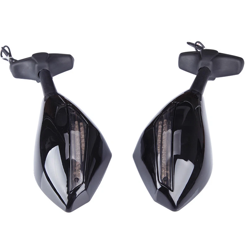 LED Turn Signals Gloss Black Motorbike Rearview Mirrors For Yamaha YZF600 YZR R6 - Image 4 of 4