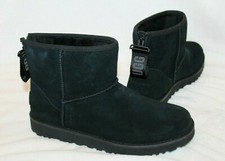 NIB UGG Women's Logo Classic Zip Suede Mini Boots Black 6 7 8 10 11