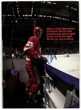 John Ogrodnick Autographed 8x11 Full Size Magazine Photo Detroit Red Wings