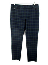BANANA REPUBLIC Sloan Career Pants Slacks Women Size 6 Blue Green Plaid Side Zip