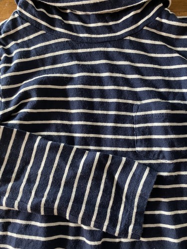 Crewcuts Girls Size 4-5 Navy & White Striped Lightweight Tissue Turtleneck Top - Picture 2 of 5