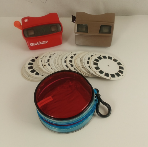 Vintage Lot 2 View Masters Case 53 Reels, Disney and So Much More
