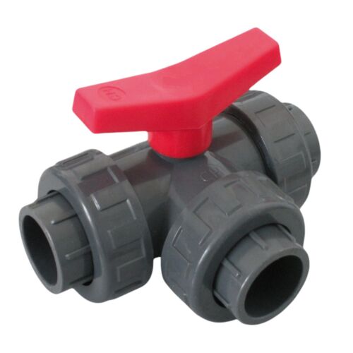 PVC Kugelhahn Absperrhahn Fitting Klebeanschluss 3-Wege L-Bohrung 50 mm - Bild 2 von 4
