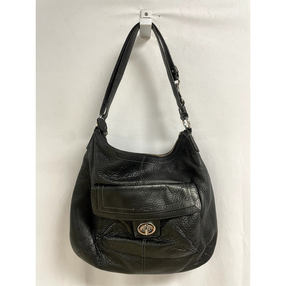 COACH Women's Penelope Pebble Leather Convertible Soho Bag Black Large