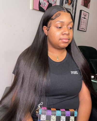 40 Inch Straight 13x4 Lace Front Wig Human Hair Brazilian 360 Full Wig For Women - Foto 11 di 21