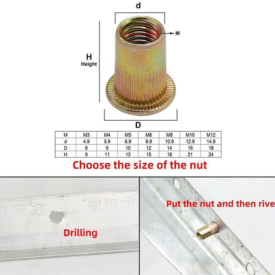 M3-M10 Rivet Nut Gun Head Nuts Easily Assemble Riveter Rivnut Tool ...