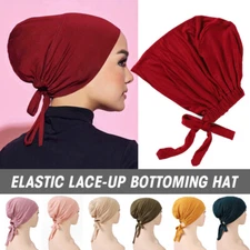 Adjustable Muslim Head Scarf Inner Hijab Caps Islamic Underscarf Ninja Hat Solid