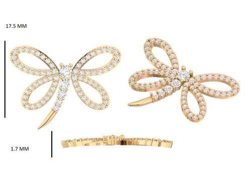 0.25CT Labor Erstellt Diamant Und Citrin Libelle Anhänger 14k Weiß Vergoldet - Bild 8 von 8