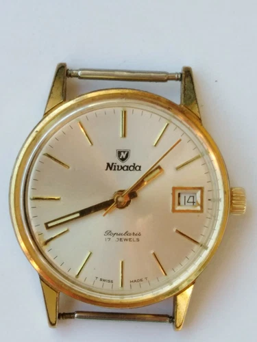 Vintage NIVADA Popularis 17 Jewels Cal 969-4N With Date
