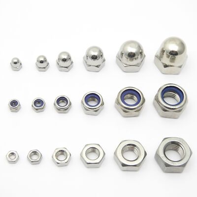 Muttern, Stopmuttern, Hutmuttern, Edelstahl V2A  DIN 934, 985 , 1587, rostfrei