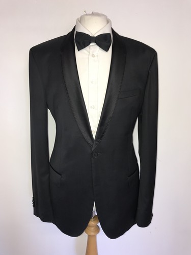 HUGO BOSS - Slim Fit BLACK WOOL DINNER SUIT - 44 Reg - W38 L34 -TRAUMHAFTER SMOKING