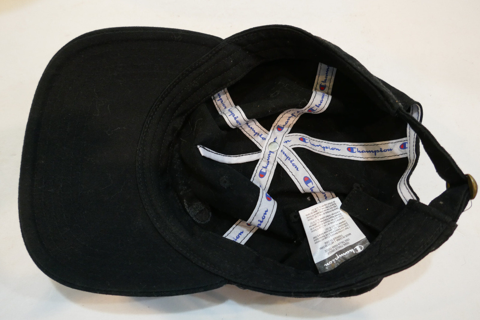 Vintage Champion  Solid Back -Strap Back Hat  Bla… - image 3