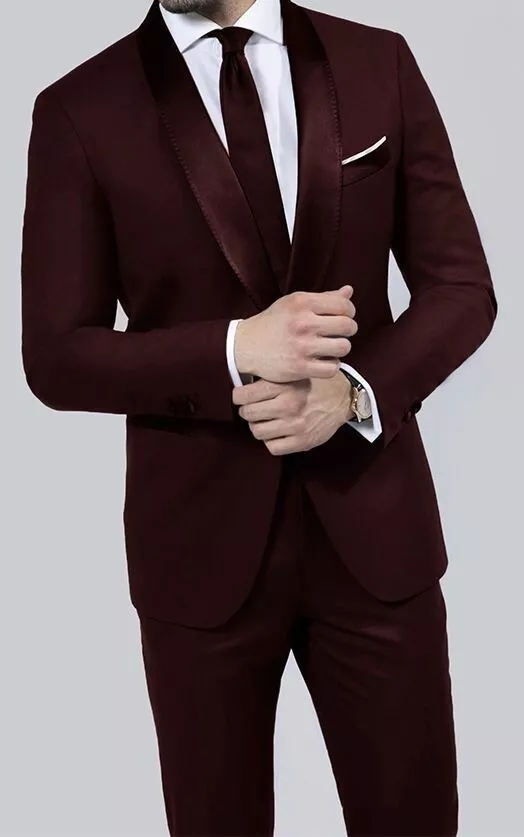 Wine Color Men 2 Piece Suits Wedding Wear Slim Fit 2 Piece Suits Premium  Fabric