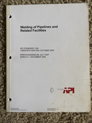 API 1104 20th Ed Welding of Pipelines and Related Facilities 2007 Addendum 2008