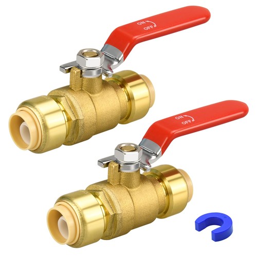 2 PCS 1/2 Inch Push Fit Ball Valve With Disconnect Clip Shut Off PVC Copper