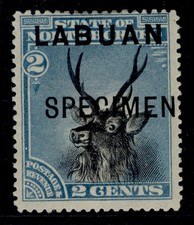 NORTH BORNEO - Labuan QV SG63c, 2c blue, M MINT. SPECIMEN P13&frac12;-14 x 14&frac12;-15