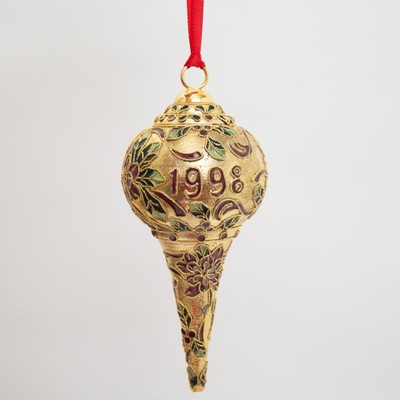 1998 Dillards Enamel Cloisonne Christmas Ornament Dated No Box Gold