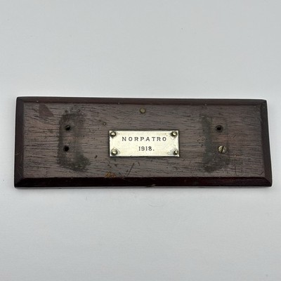 WW1 HMS Implacable 1918 Norpatro Wooden Display Base Trench Art Provenience