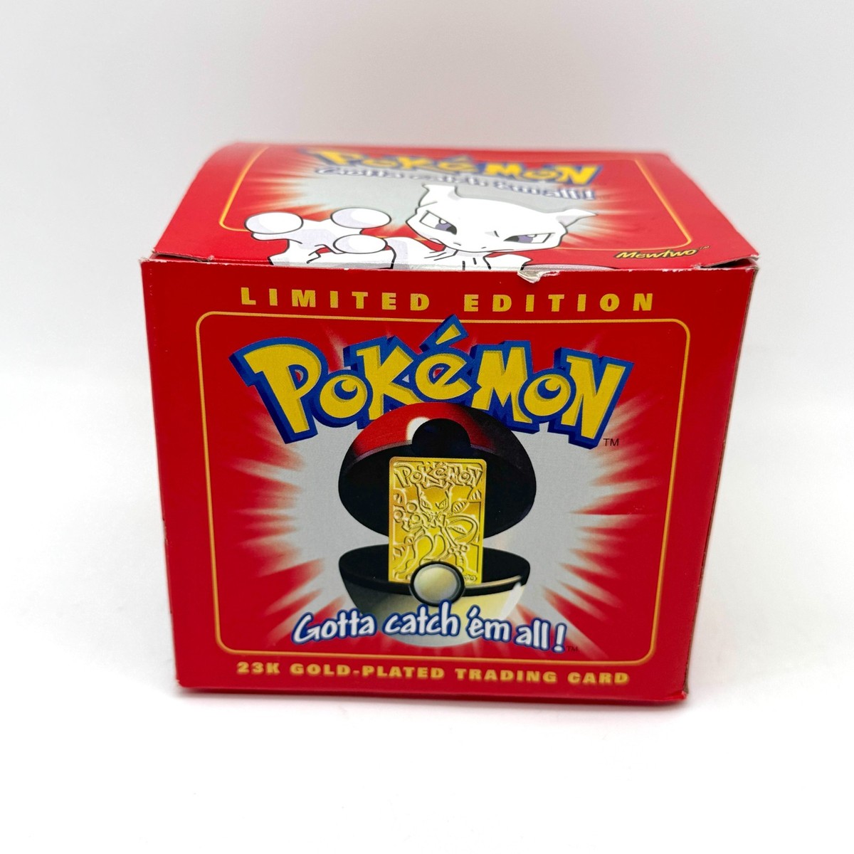 Vintage Pokemon Mewtwo 23K Gold Plated Trading Card w/ Box and COA