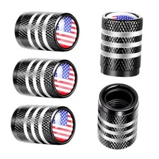 US Flag Metal Tire Valve Stem Caps 5 Pack - Black, Corrosion A:American Flag