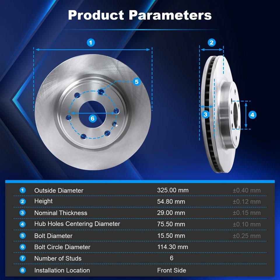 Front Brake Rotor & Brake Pad for 2007-2016 2017 GMC Acadia Chevy Traverse Buick — 第 3/4 张图片